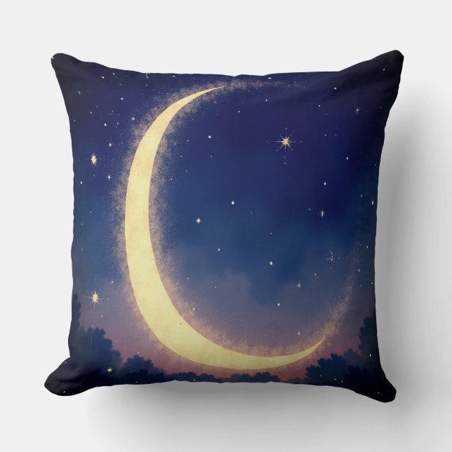 Cojín decorativo Starry Crescent Moon (Anverso)