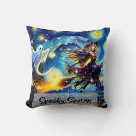 Cojín Decorativo Starry Night Witchy Halloween Design