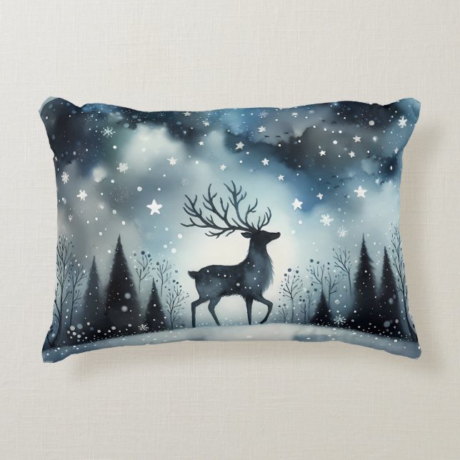 Cojín Decorativo Starry Winter Night Deer (Anverso)