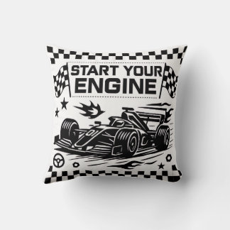 Cojín Decorativo Start Your Engine Throw Pillow Gift for Racing Lov