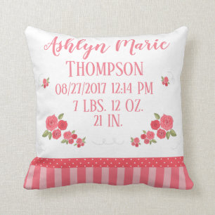 Cojín Decorativo Stats floral blanco rosado elegante lamentable del