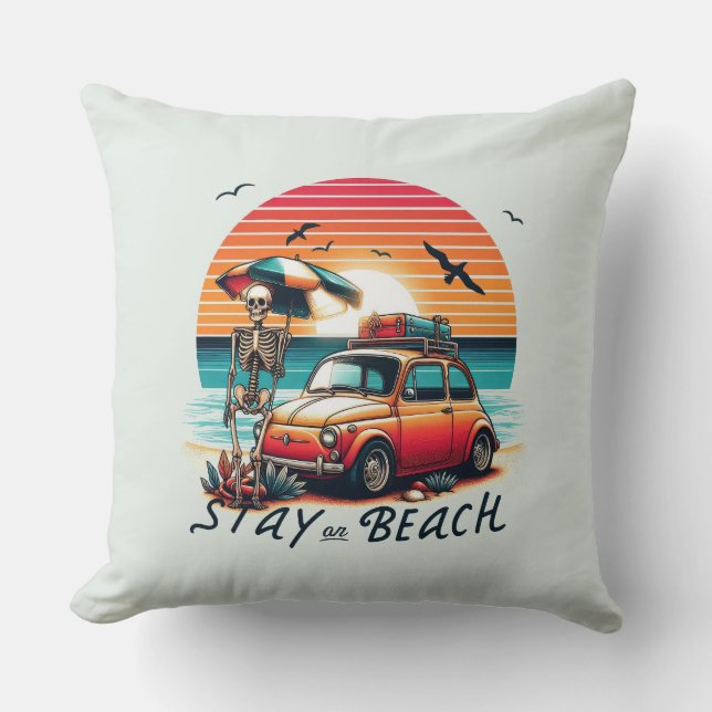 Cojín Decorativo Stay On Beach - Vibes Retro - Skeleton (Anverso)