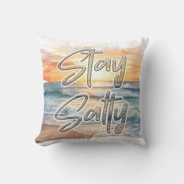 Cojín Decorativo Stay Salty Sunset Beach (Anverso)