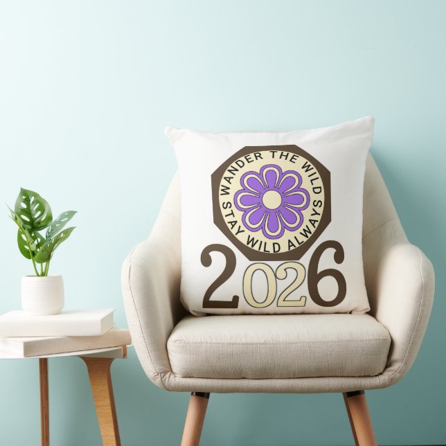 Cojín Decorativo Stay Wild Always 2026 Retro Flower Design (Silla)