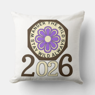 Cojín Decorativo Stay Wild Always 2026 Retro Flower Design Throw Pi