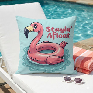 Cojín Decorativo Stayin’ Afloat Funny Flamingo Pool Flotante Retro