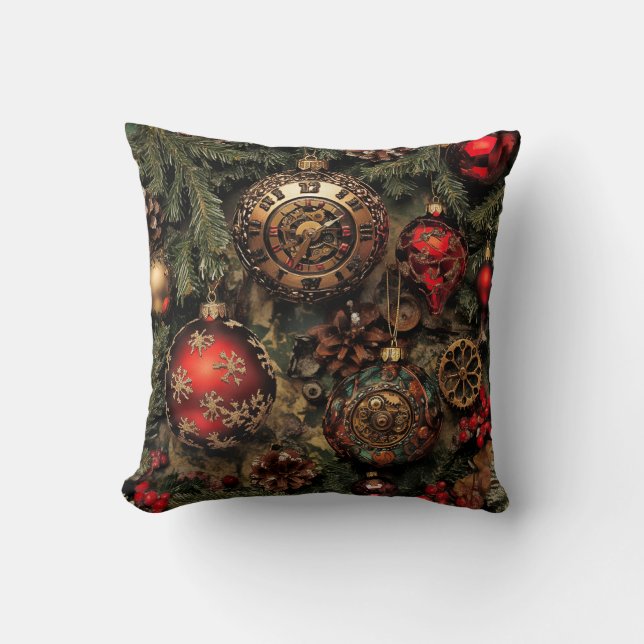 Cojín Decorativo Steampunk Christmas Throw Pillow (Anverso)