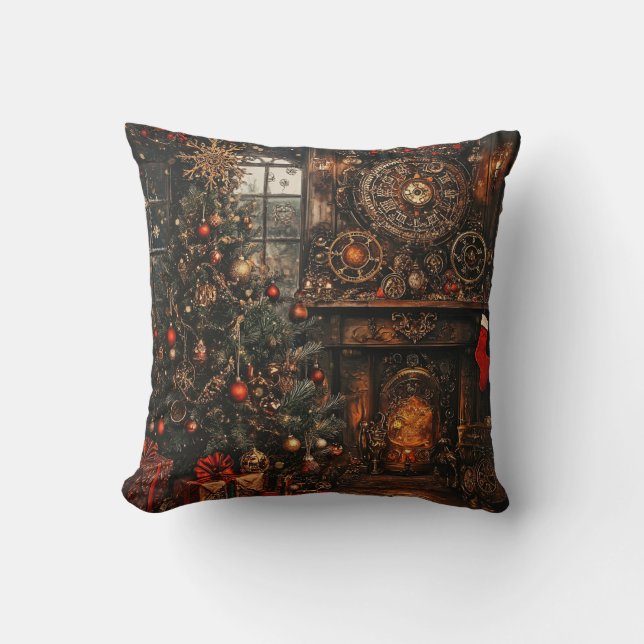Cojín Decorativo Steampunk Christmas Throw Pillow (Anverso)
