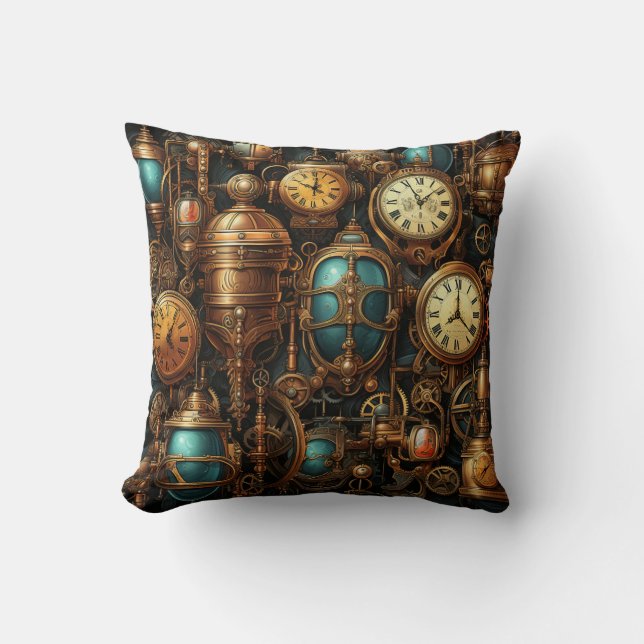 Cojín decorativo Steampunk Clocks (Anverso)