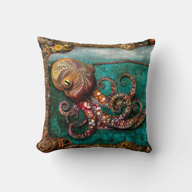 Cojín Decorativo Steampunk - el cuento del Kraken (Anverso)