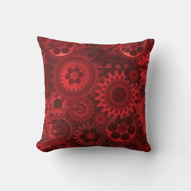 Cojín Decorativo Steampunk rojo (Anverso)