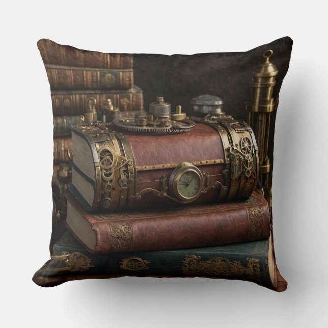 Cojín Decorativo Steampunk Vintage Books (Anverso)