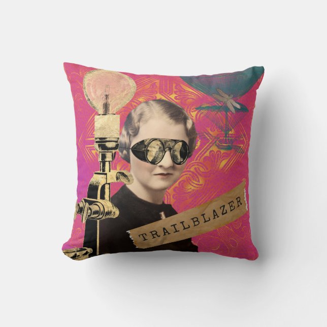 Cojín Decorativo Steampunk Woman Trailblazer Pop Art (Anverso)