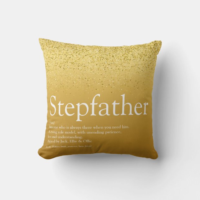 Cojín Decorativo Stepfather, Stepdad Definition Gold Purpurina (Anverso)
