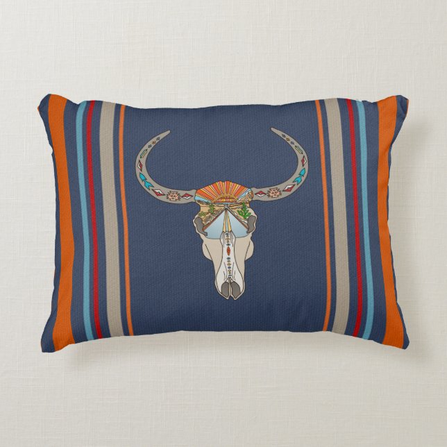 Cojín Decorativo Steull Skull Southwest Desert Sunset Stripes (Anverso)