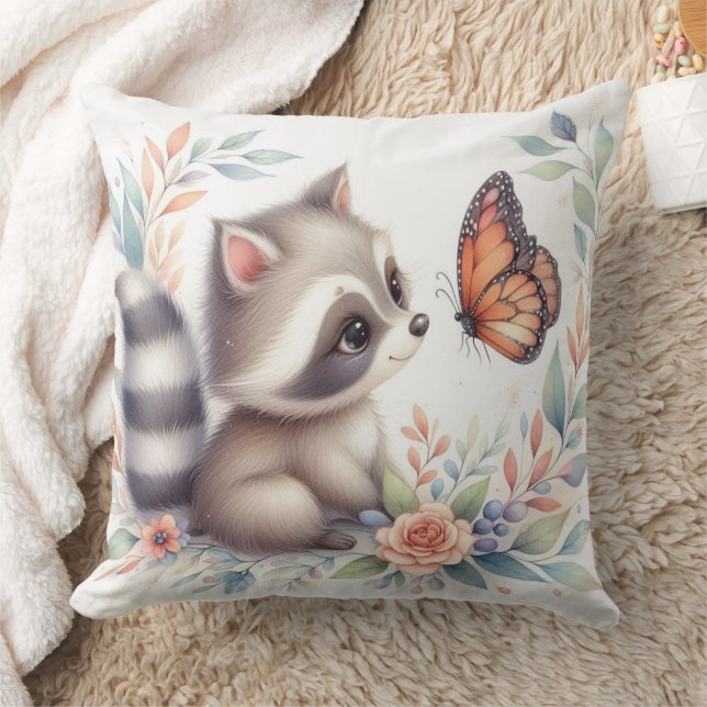 Cojín Decorativo Storybook Woodland Babies Raccoon Y Butfly (Manta)