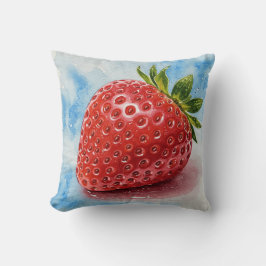 Cojín Decorativo Strawberries Red Blue Green Summer Flower Pillow