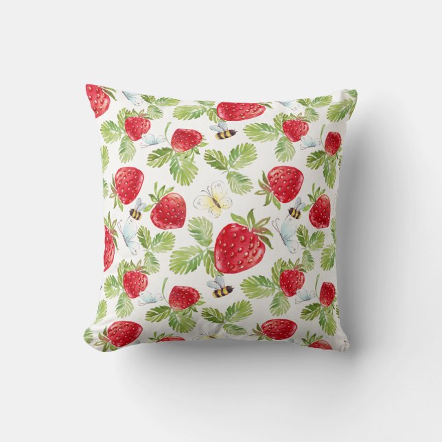 Cojín decorativo Strawberry Buzz 16x16 (Anverso)