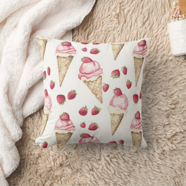 Cojín Decorativo Strawberry Ice Cream Cones (Manta)