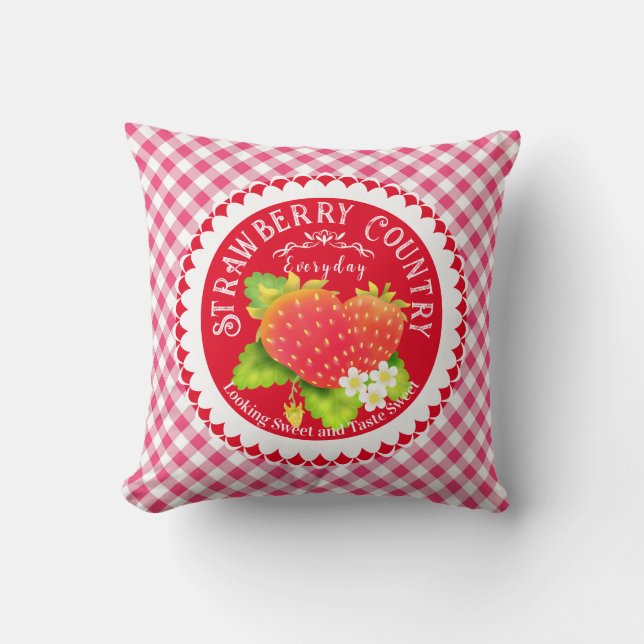 Cojín decorativo Strawberry Red Gingham (Anverso)