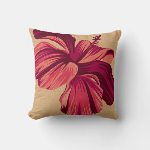 Cojín Decorativo Streaky Hawai Hibiscus FauxLinen Square Pillows