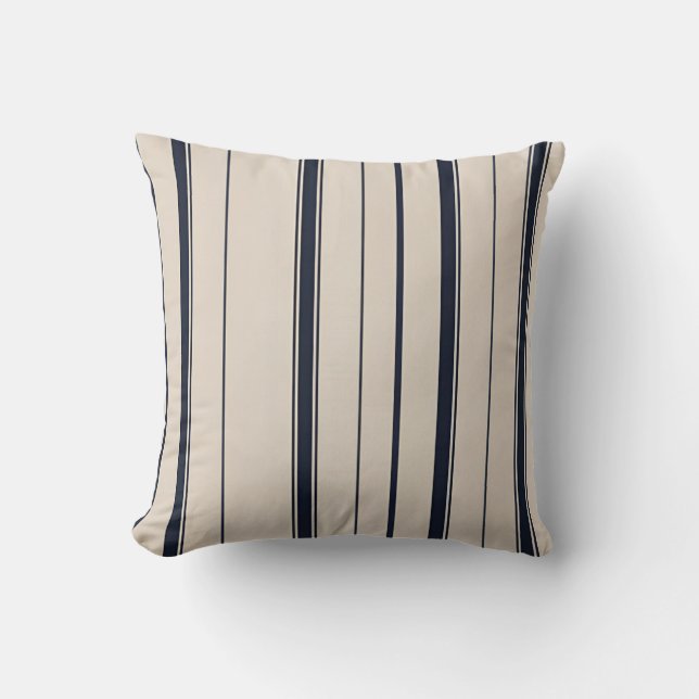 Cojín Decorativo Striped Navy Blue and Cream  (Anverso)