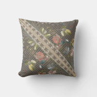 Stripes Floral Vintage Elegante Brocade Lace Cushi