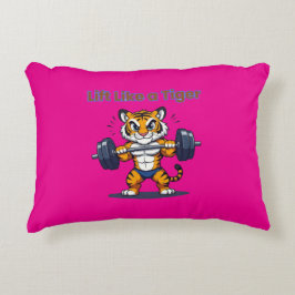 Cojín Decorativo **Strong Tiger – Cute Tiger Lifting Weights Illust