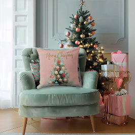 Cojín Decorativo Stylish Brushed Pink Christmas Tree Throw Pillow