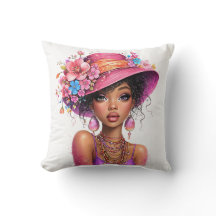 Stylish Floral Hat Woman Vibrant Portrait Art