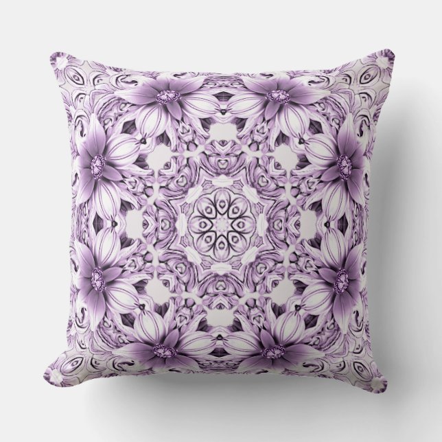 Cojín Decorativo Stylish Purple Flowers Throw Pillow (Anverso)