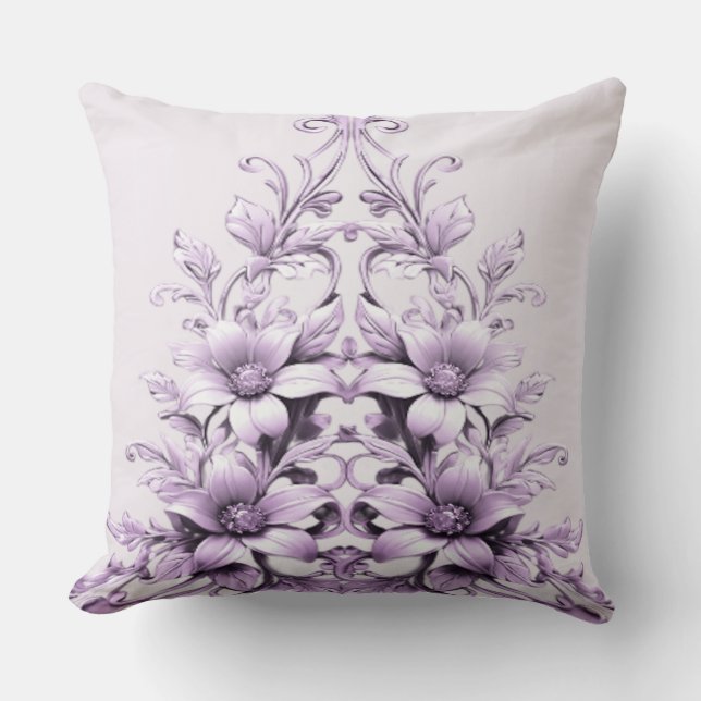 Cojín Decorativo Stylish Purple Flowers Throw Pillow (Anverso)