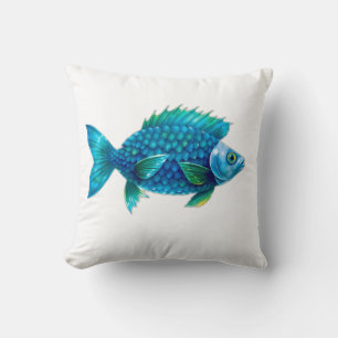 Cojín Decorativo Stylized Blue and Green Fantasy Fish
