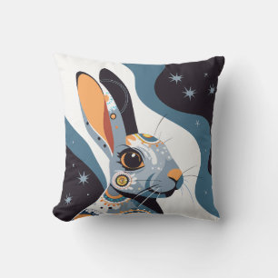 Cojín Decorativo Stylized Cosmic Rabbit Portrait Illustration