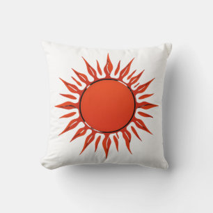 Cojín Decorativo Stylized Red Sun with Sharp Rays