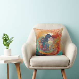Cojín Decorativo Su amor, su camino Beso Lésbico Estilo Art Déco