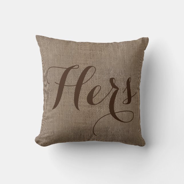 Cojín Decorativo Su Boda Rústico Burlap-Look Keepsake (Anverso)