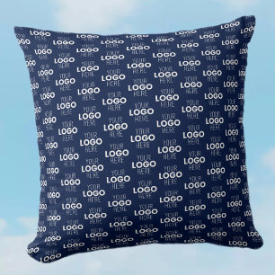 Cojín Decorativo Su logotipo o imagen patrón repetitivo Azul mari