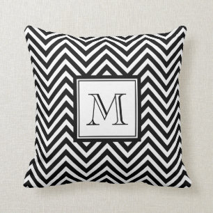 COJÍN DECORATIVO SU MONOGRAMA, CHEVRON NEGRO