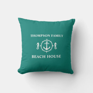 Cojín Decorativo Su nombre Beach House Seahorse Anchor sh0b