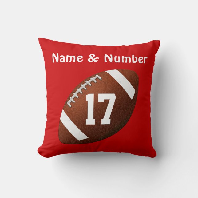 Cojín Decorativo Su NOMBRE y NÚMERO de Jersey en Football Pillow (Anverso)
