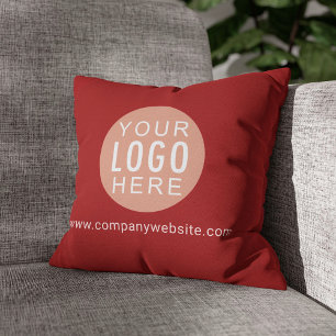 Cojín Decorativo Su oficina de logotipos de empresas muestra el roj