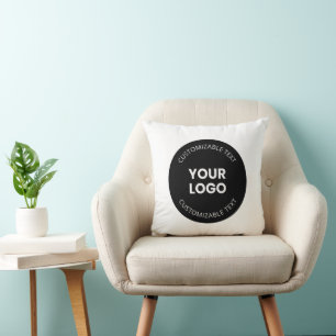 Cojín Decorativo Su propio logotipo de negocio cargado con texto ed