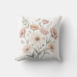 Cojín Decorativo Suave Bouquet de Anémonas Aquarela Suavidad