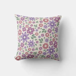 Cojín Decorativo suave crema patrón floral caprichoso
