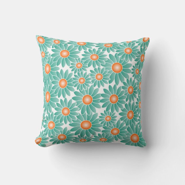 Cojín decorativo suave de flor Verde azulado (Anverso)