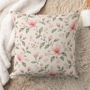 Cojín Decorativo Suave Flor de Cerezo Rosa Patrón Floral Sin Costur