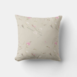 Cojín Decorativo Suave Floral Acuarela Gaura Marfil