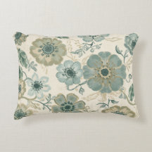 Suave Floral Azul Polvoriento Verde Beige de Casa