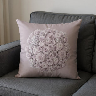 Cojín Decorativo Suave floral de lavanda y gris pálido